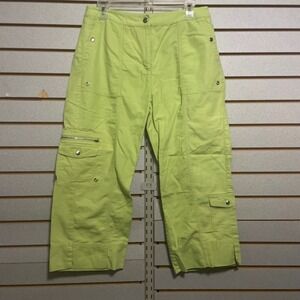 CHICOS Lime Green Cargo Capri Pants Cropped‎ Cropped Pants Size 1